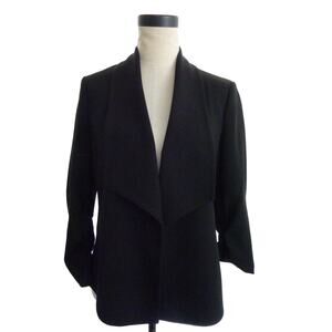 Kaspar Black Open Blazer Jacker Quarter Sleeve Minimalist Small S Ruched Cuff